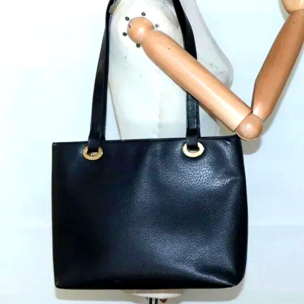 SALE Vintage Gucci Leather Aphrodite Black Tote Bag Medium Gold w/FREE Accessory - Picture 5 of 16